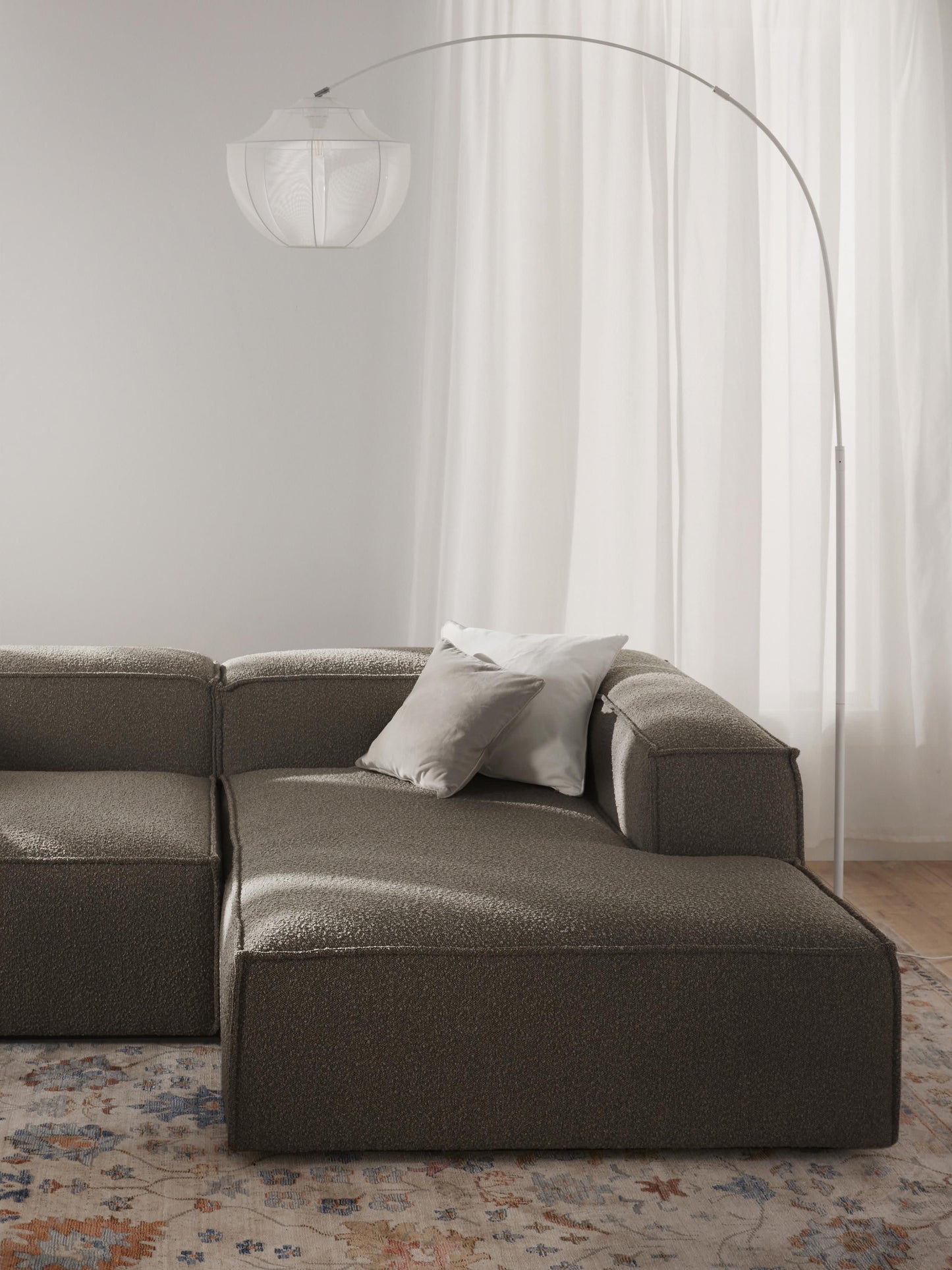 Lux Lennon Ottoman Corner Unit in Bouclé