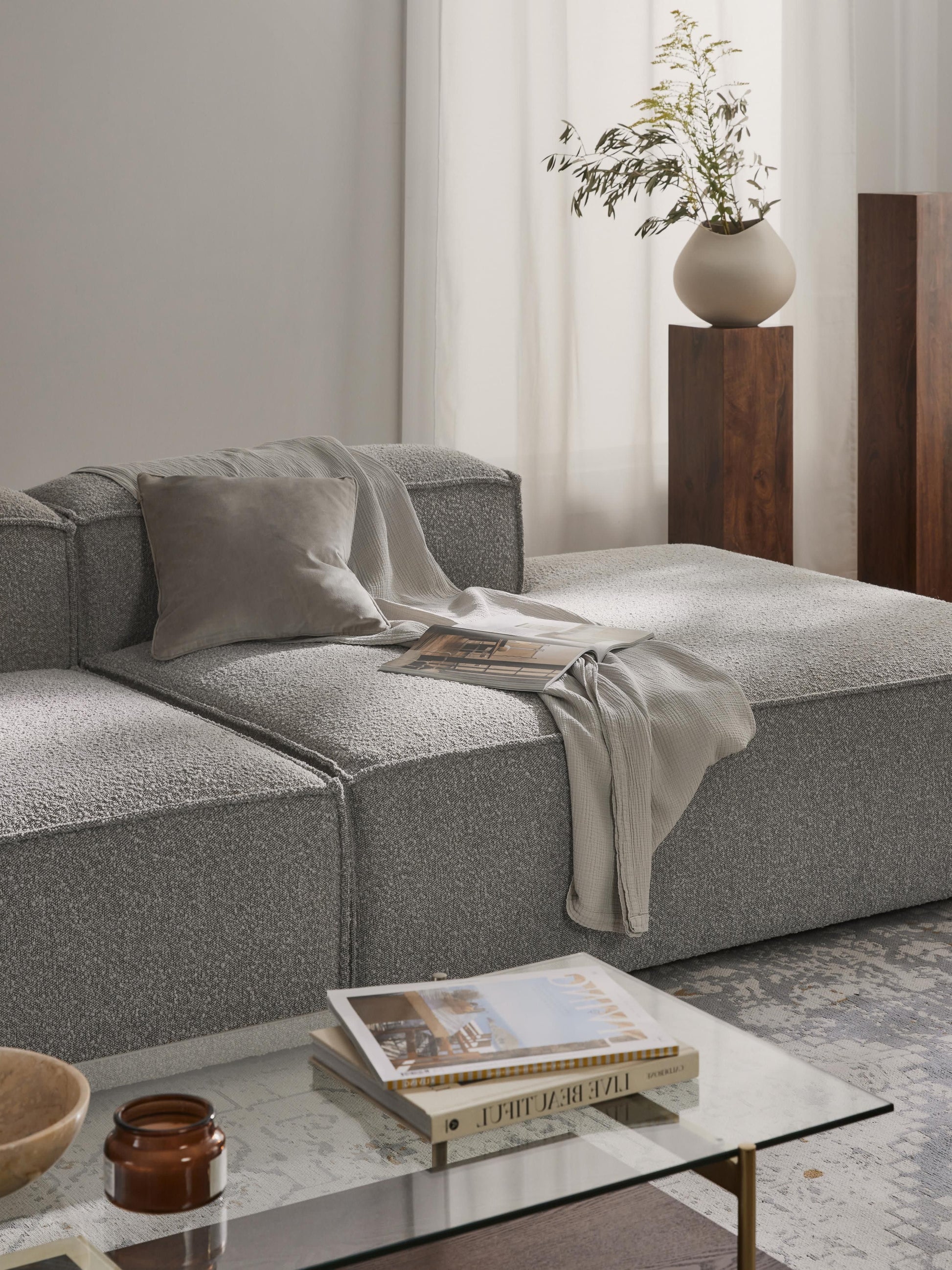 Lux Lennon Ottoman Unit in Bouclé