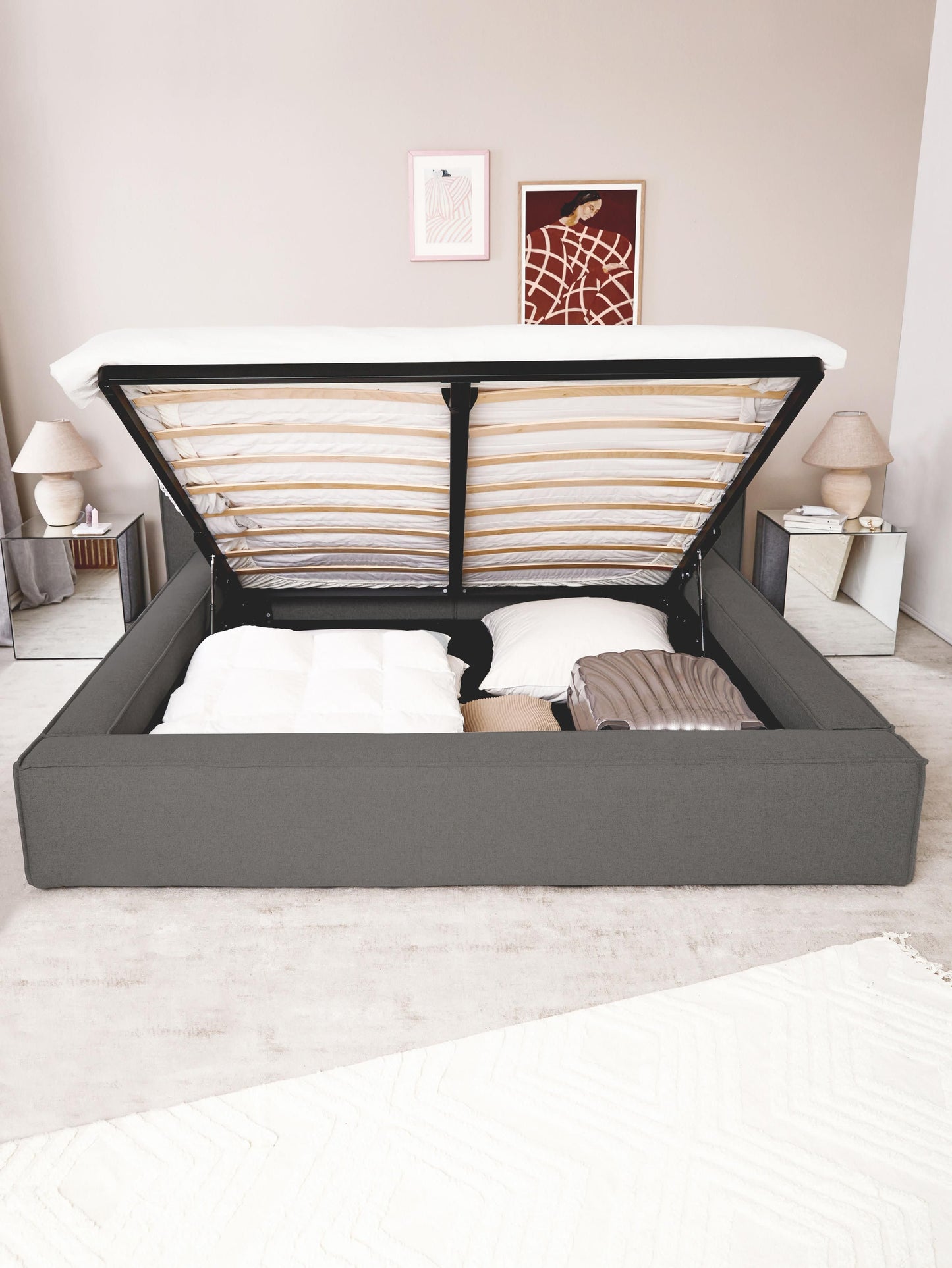 Lux Lennon Storage Bed with Upholstery