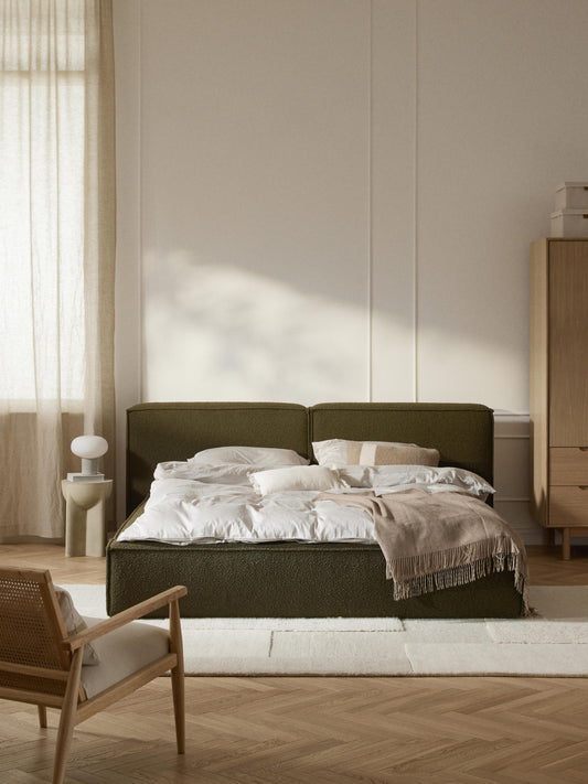 Lux Lennon Upholstered Bouclé Bed with Storage