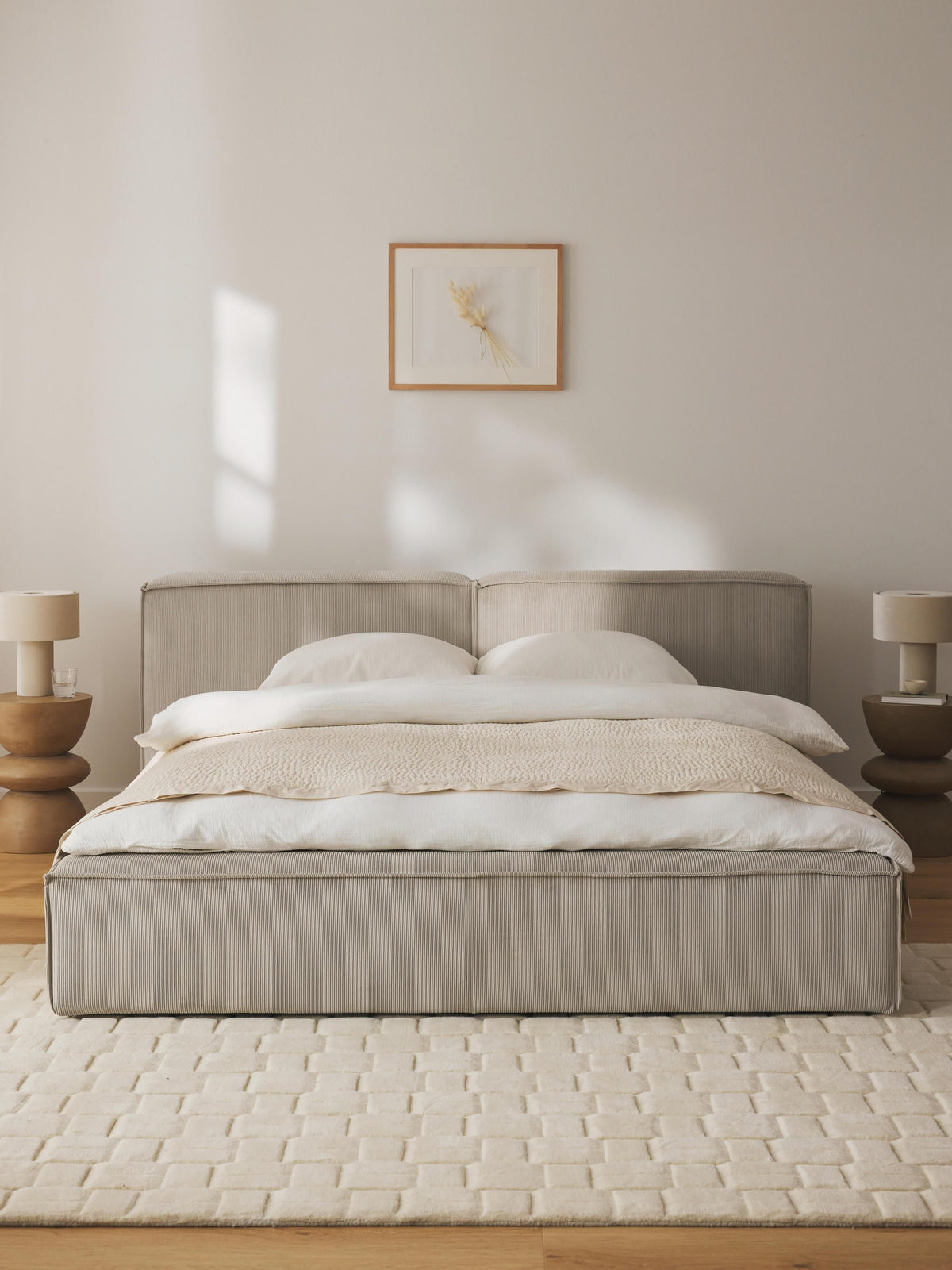 Lux Lennon Upholstered Corduroy Bed with Storage