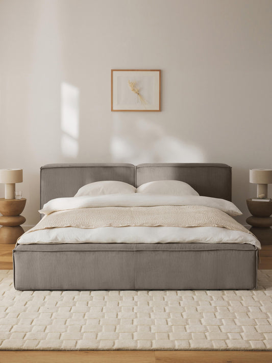 Lux Lennon Upholstered Corduroy Bed with Storage