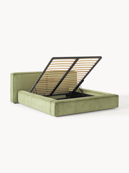 Lux Lennon Upholstered Corduroy Bed with Storage