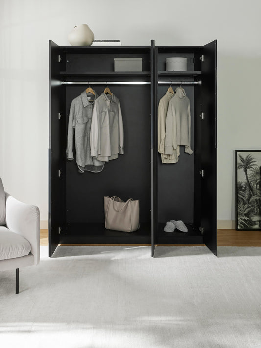 Lux Leon Modular Hinged-Door Wardrobe in Various Sizes, 150 cm Wide
