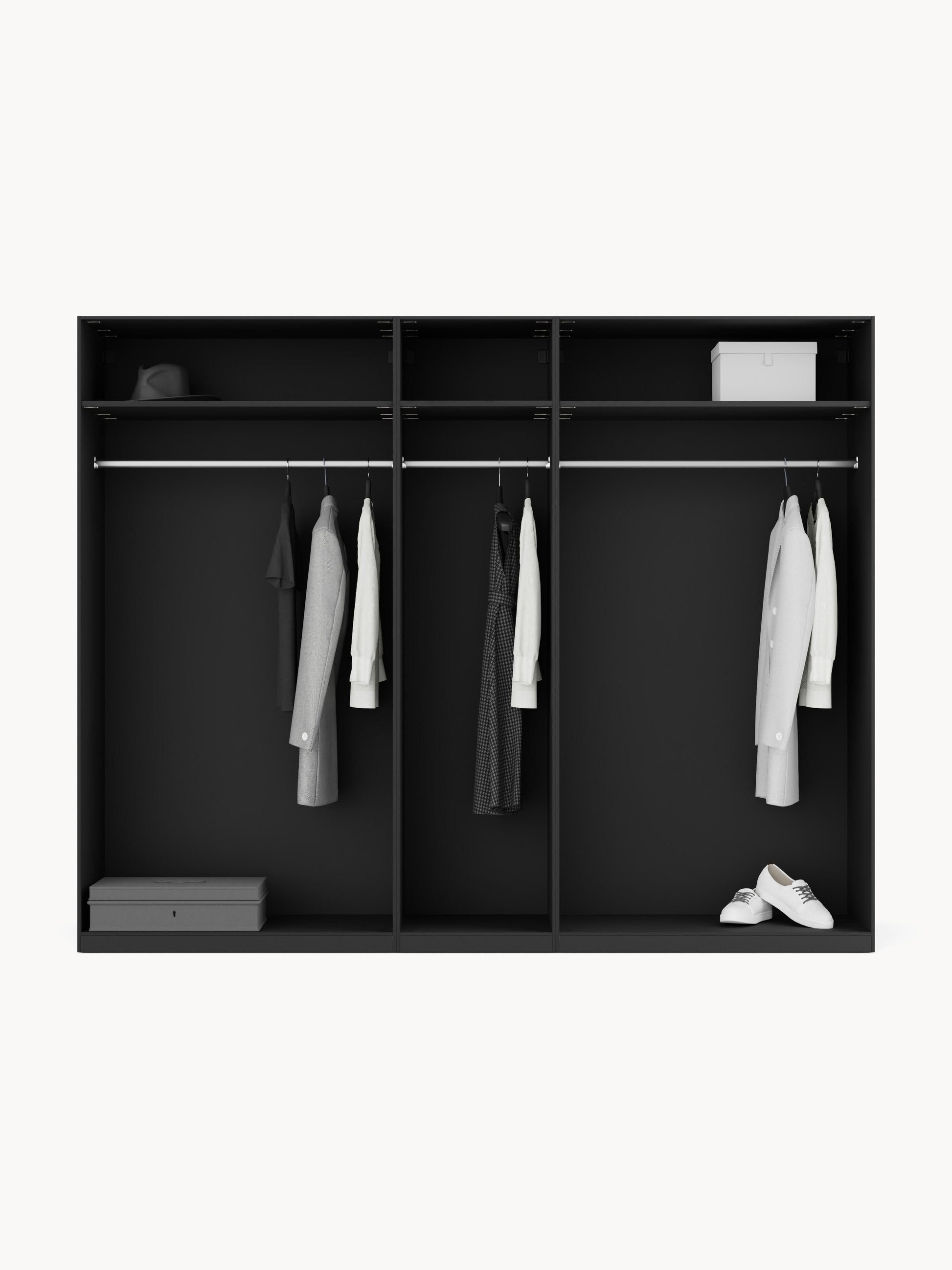 Lux Leon Modular Hinged-Door Wardrobe in Various Sizes, 250 cm Wide