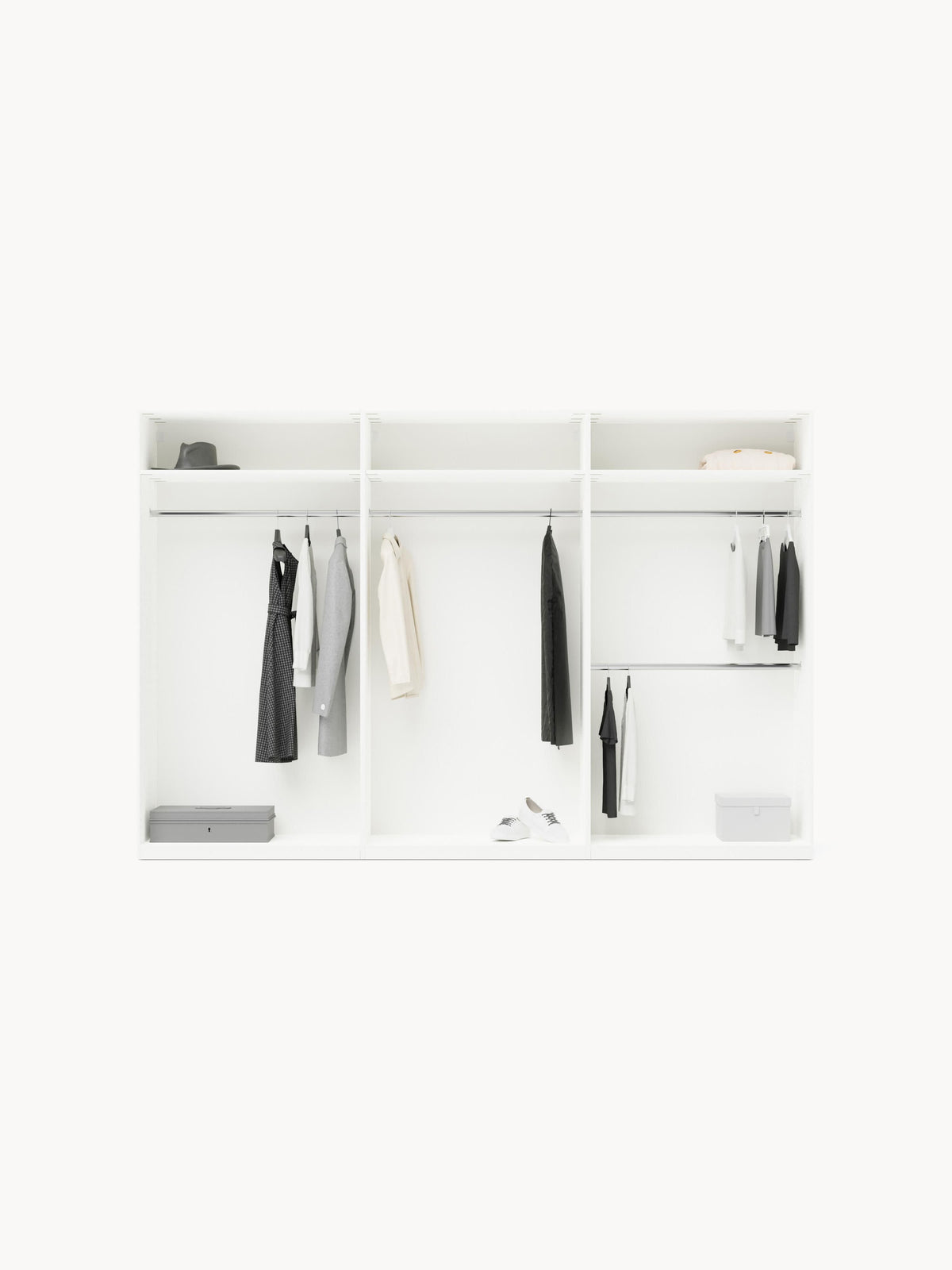 Lux Leon Modular Hinged-Door Wardrobe in Various Sizes, 300 cm Wide