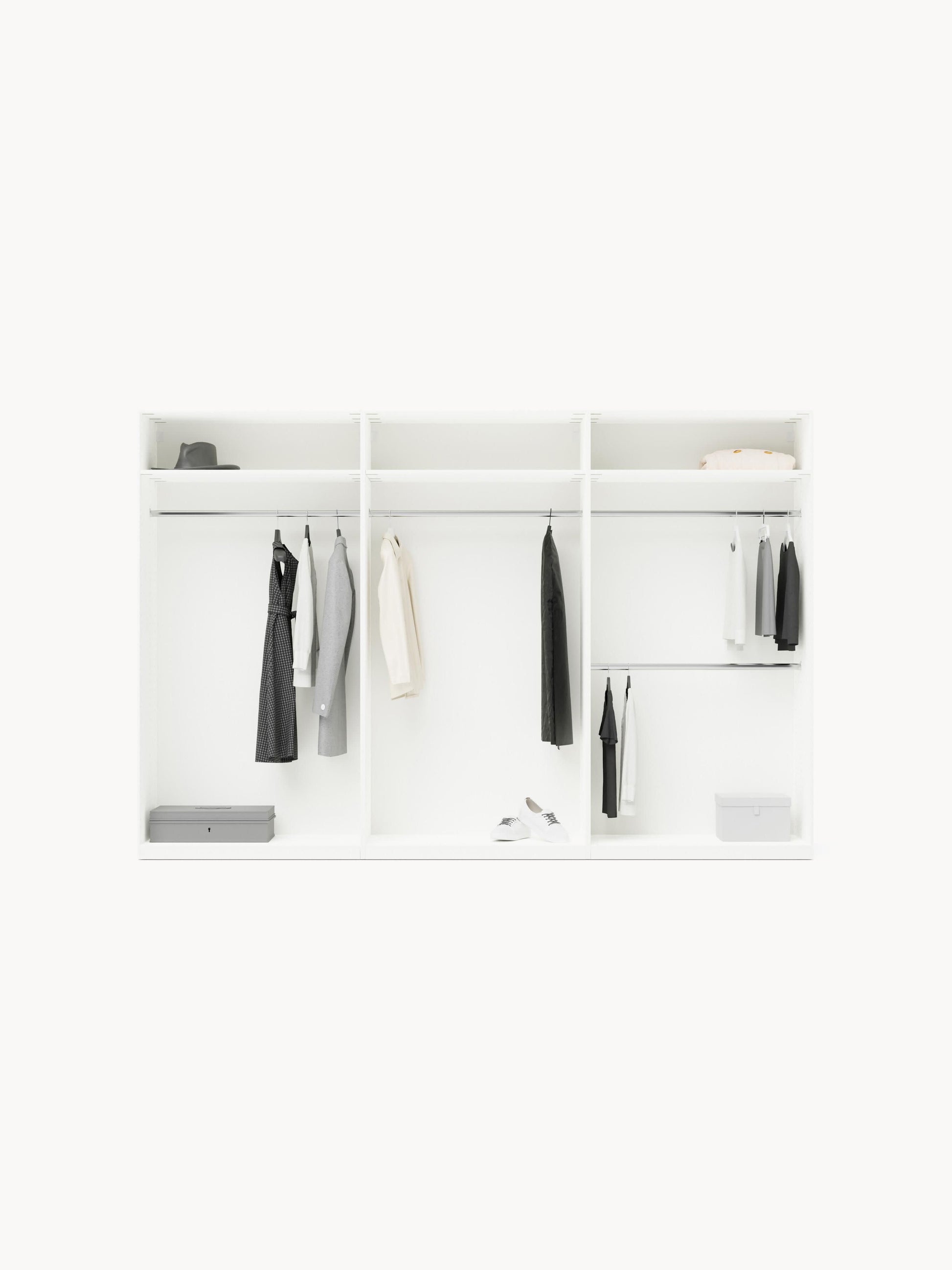 Lux Leon Modular Hinged-Door Wardrobe in Various Sizes, 300 cm Wide