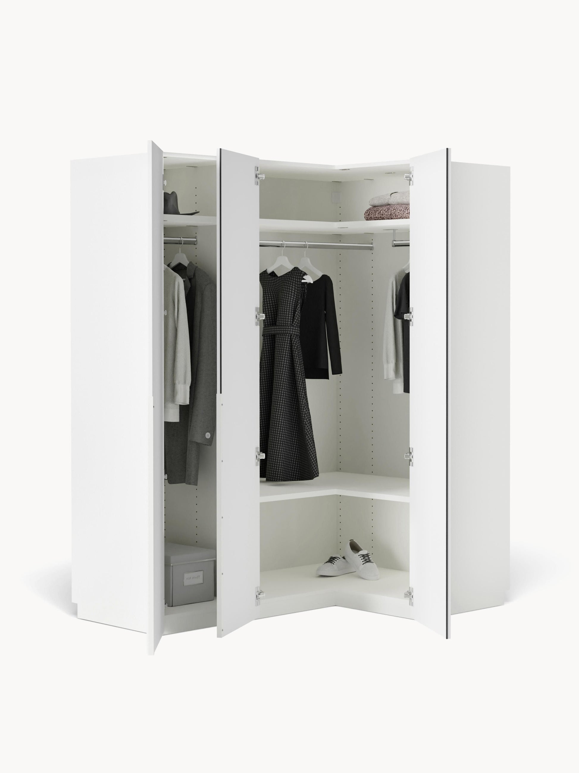 Lux Leon Modular Wardrobe for Corners, in Various Sizes, 165 cm Wide