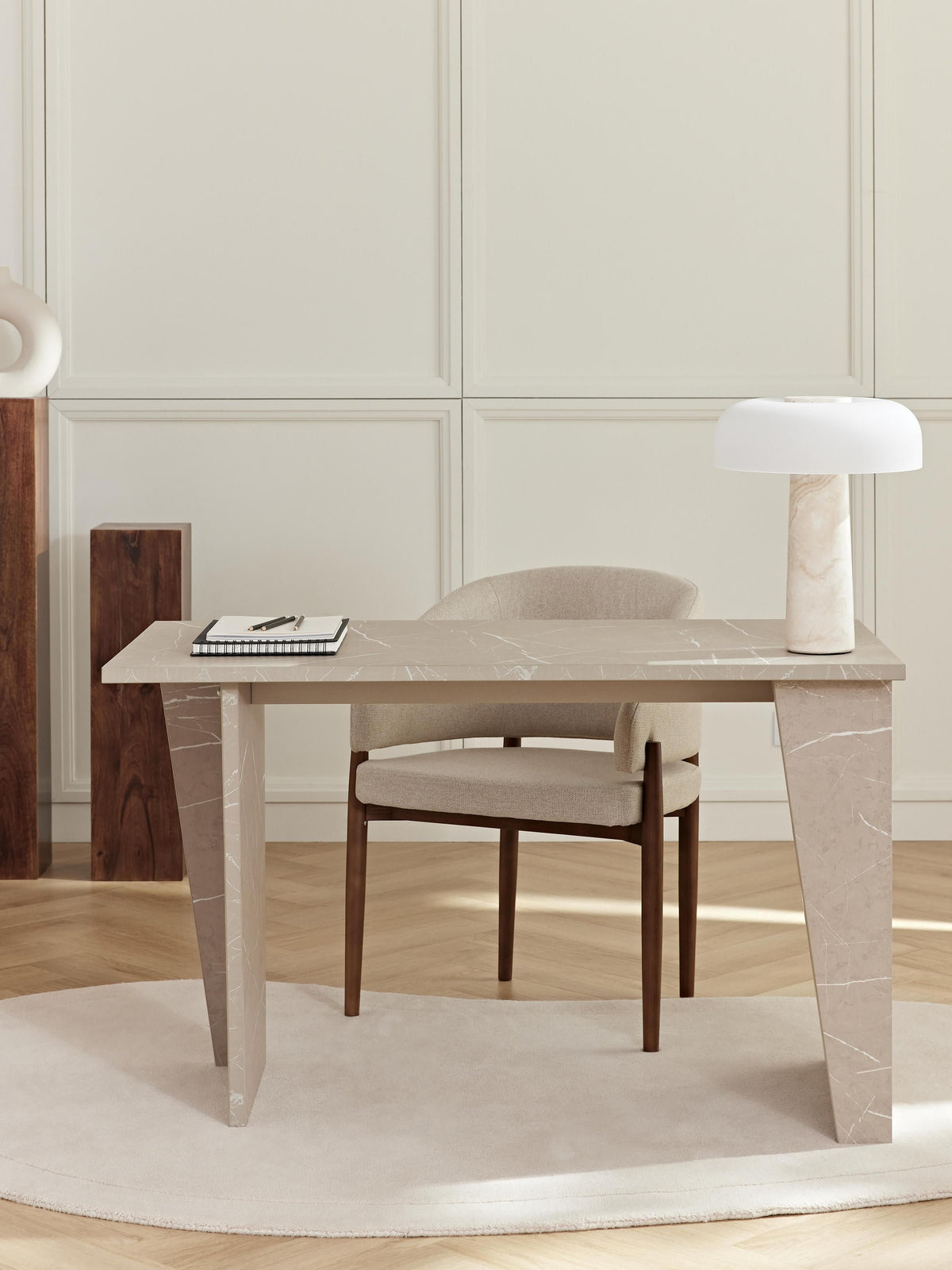 Lux Liam Desk with Travertine-Look Surface
