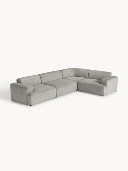 Lux Melva Large Corduroy Corner Couch (4-Seater)