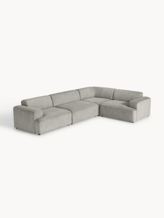 Lux Melva Large Corduroy Corner Couch (4-Seater)