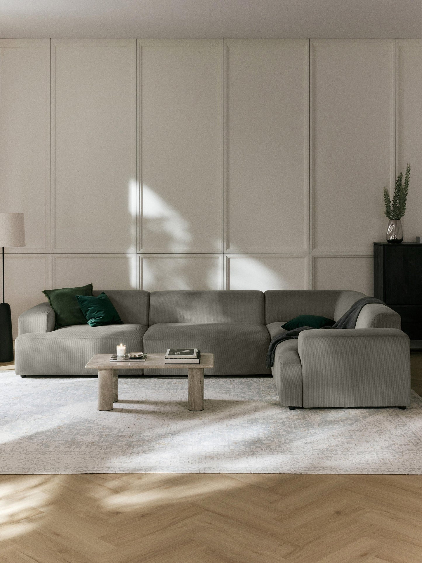 Lux Melva Large Corduroy Corner Couch (4-Seater)