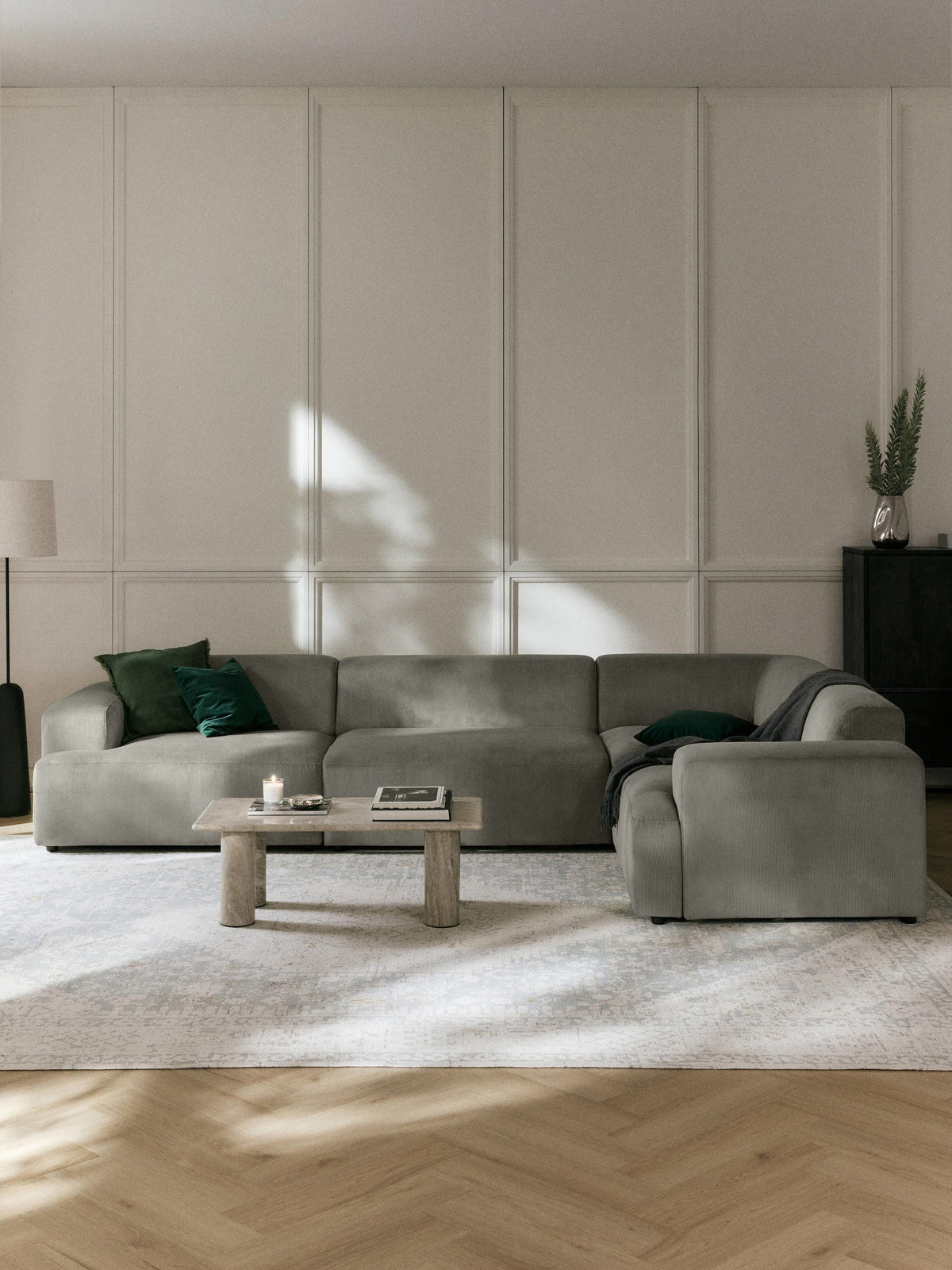 Lux Melva Large Corduroy Corner Couch (4-Seater)
