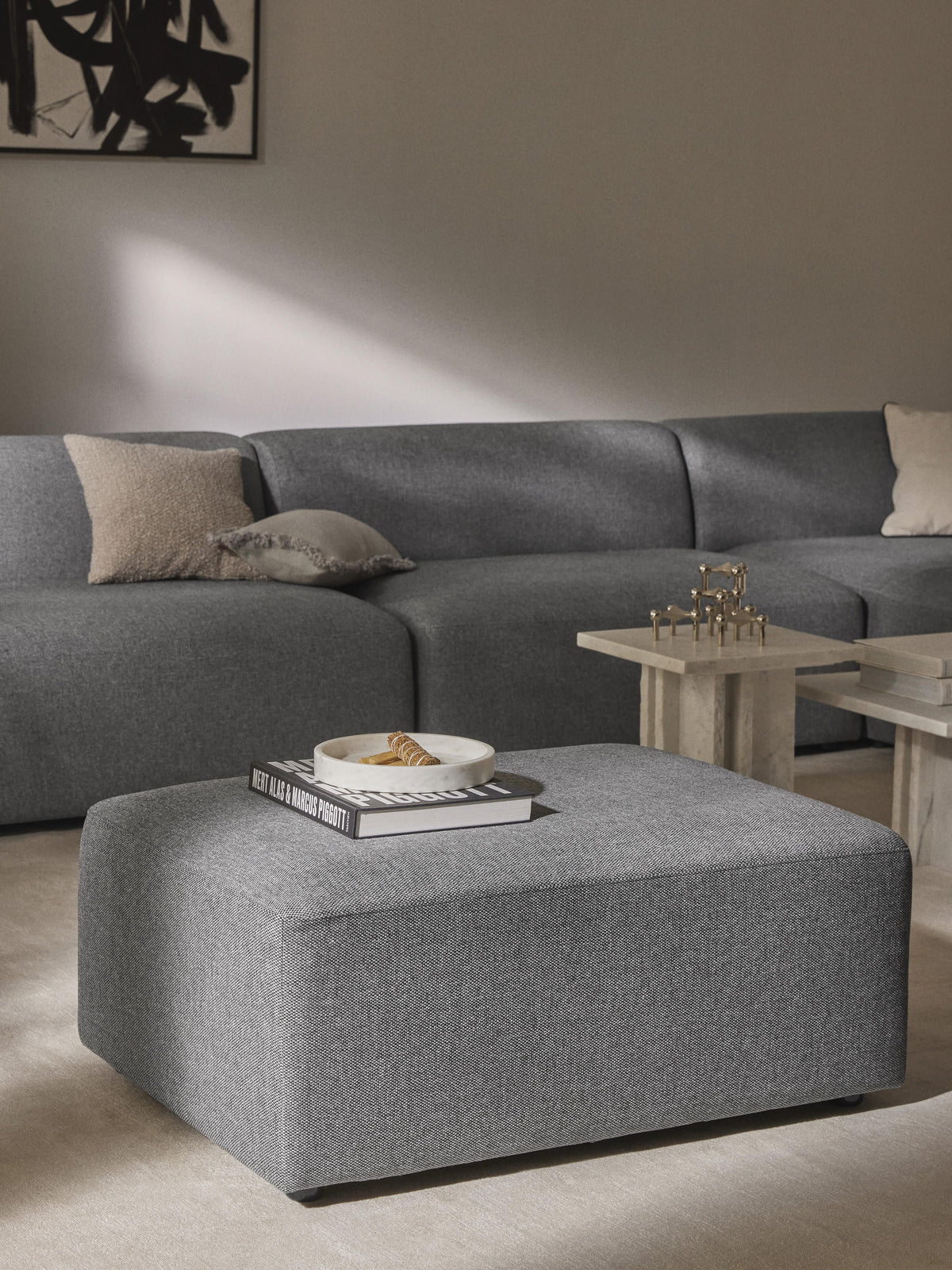 Lux Melva Upholstered Stool, Size W 99 x D 72 cm