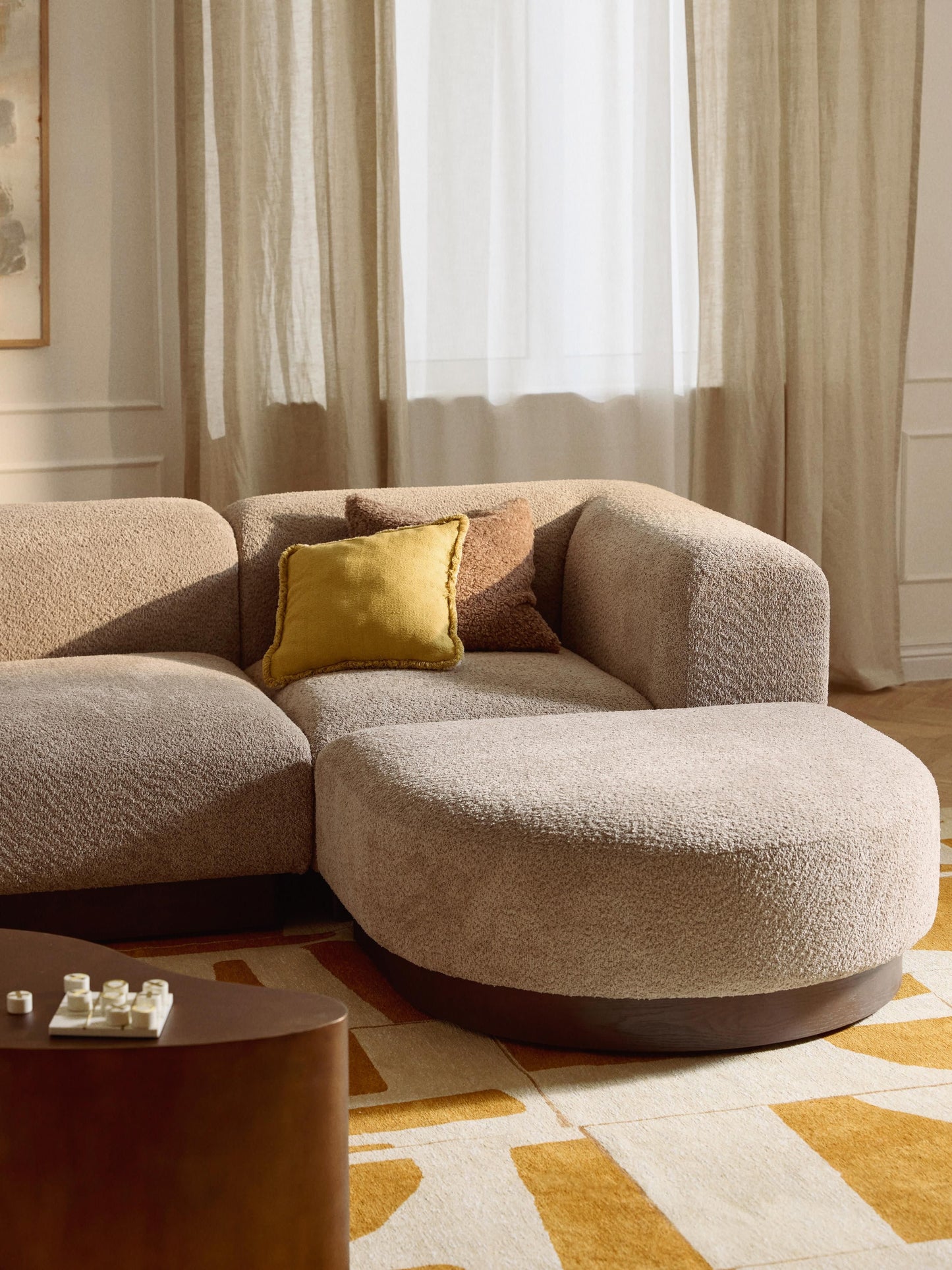 Lux Natalie Corner Unit in Teddy Bouclé