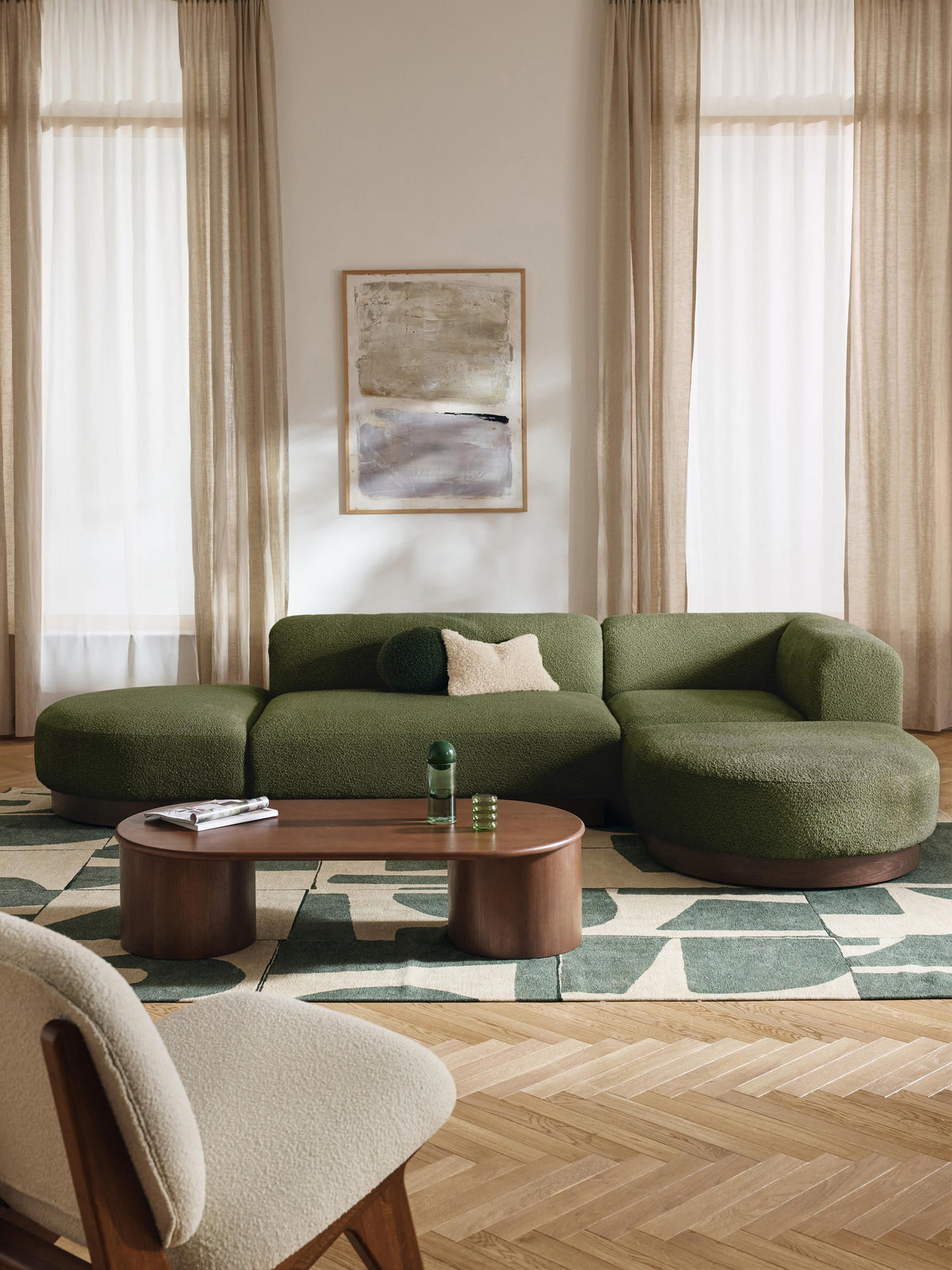 Lux Natalie Modular Corner Couch in Teddy Bouclé