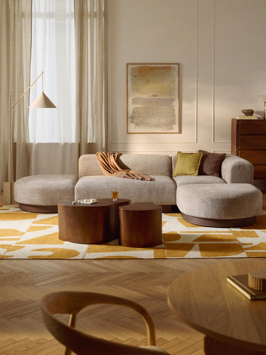 Lux Natalie Modular Corner Couch in Teddy Bouclé