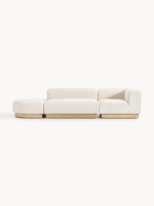 Lux Natalie Ottoman with Stool in Teddy Bouclé, Modular (Left/Right)