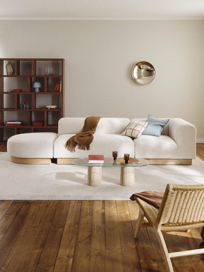 Lux Natalie Ottoman with Stool in Teddy Bouclé, Modular (Left/Right)