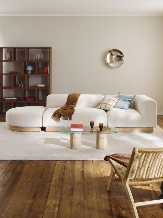 Lux Natalie Ottoman with Stool in Teddy Bouclé, Modular (Left/Right)