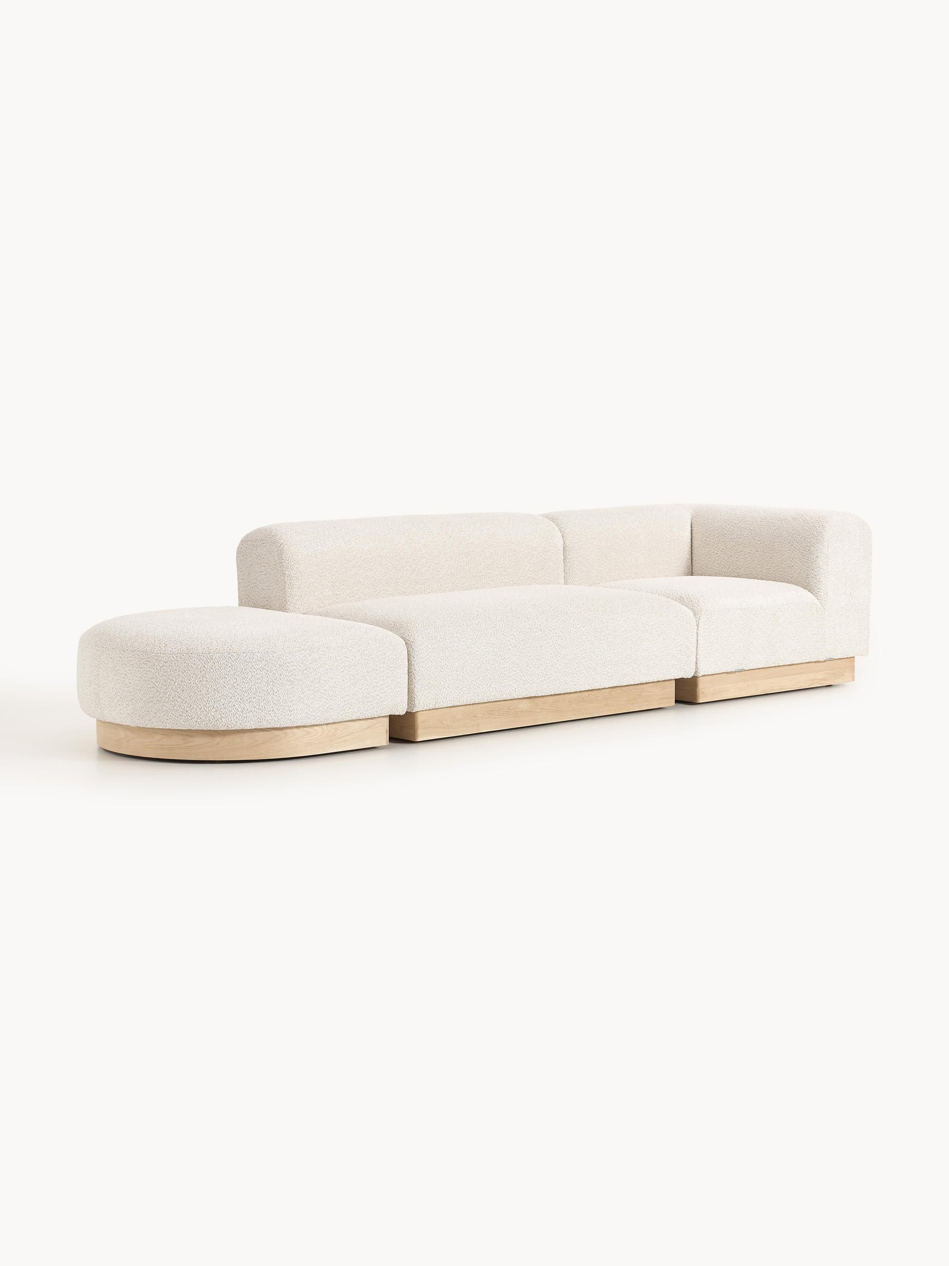 Lux Natalie Ottoman with Stool in Teddy Bouclé, Modular (Left/Right)