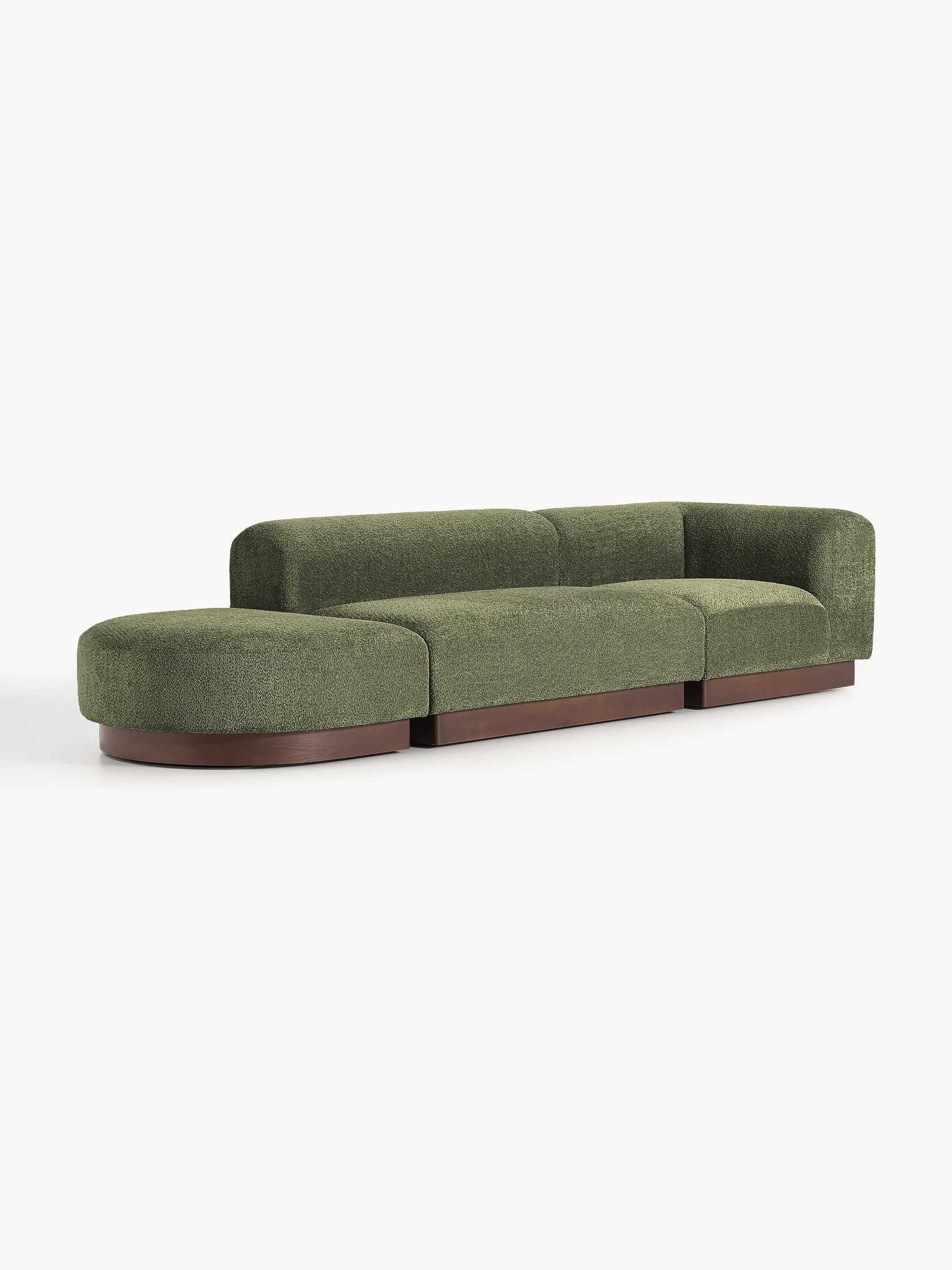 Lux Natalie Ottoman with Stool in Teddy Bouclé, Modular (Left/Right)