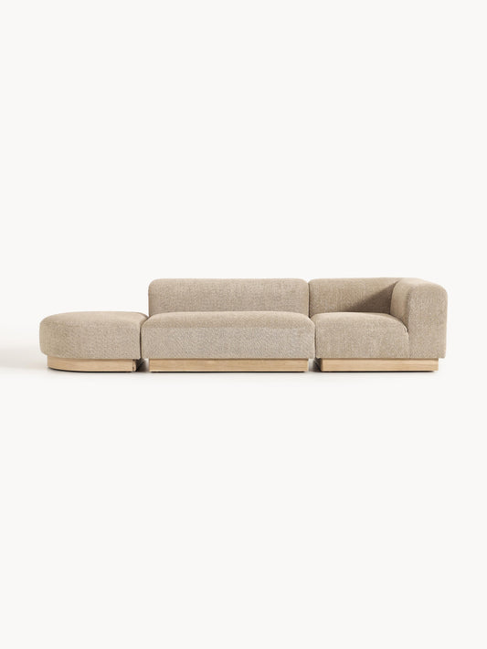Lux Natalie Ottoman with Stool in Teddy Bouclé, Modular (Left/Right)