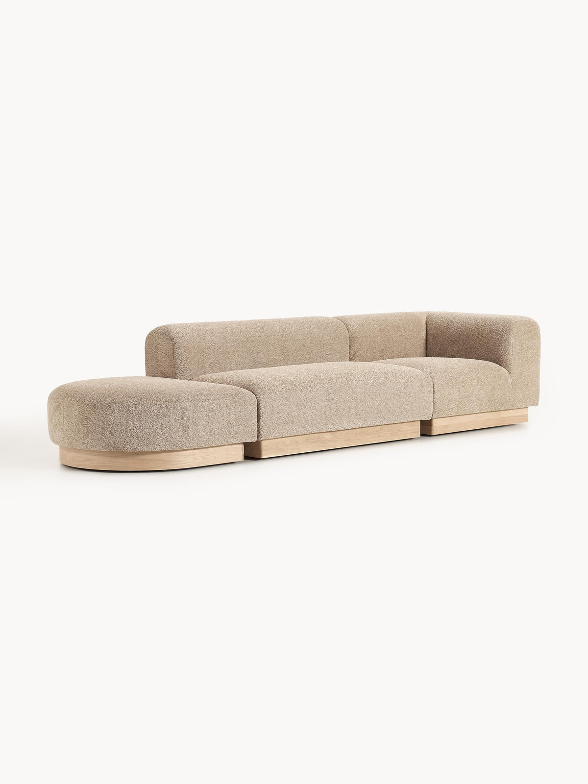 Lux Natalie Ottoman with Stool in Teddy Bouclé, Modular (Left/Right)