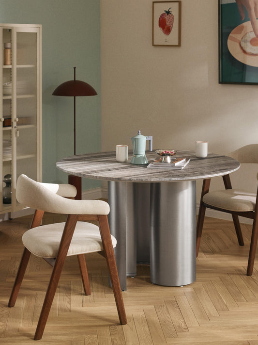 Lux Noam Dining Table with Marble Tabletop, Round Shape, Ø 120 cm