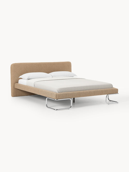 Lux Olina Bouclé Bed on Metal Legs, Upholstered
