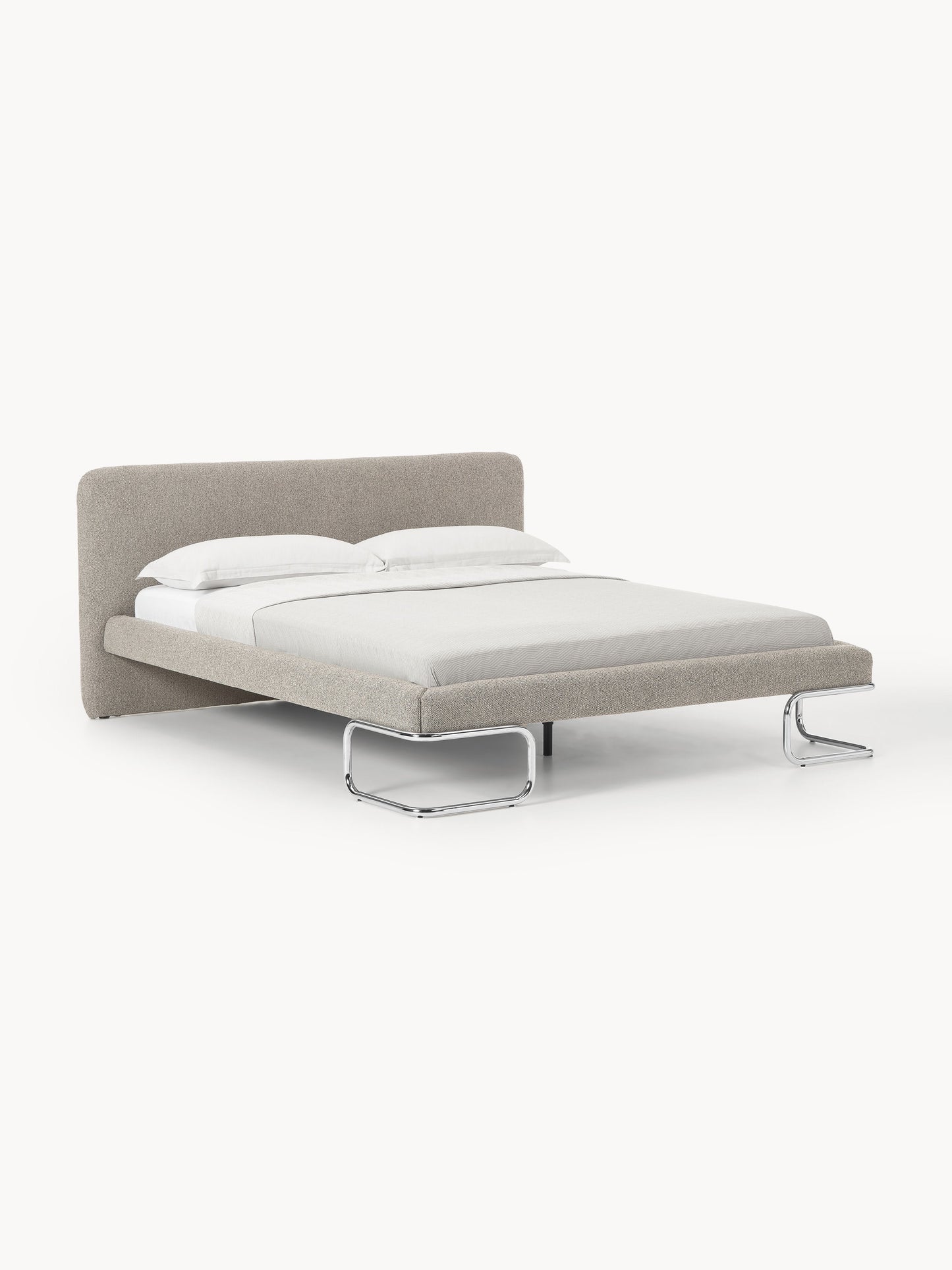 Lux Olina Bouclé Bed on Metal Legs, Upholstered