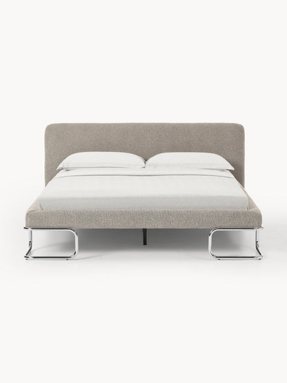 Lux Olina Bouclé Bed on Metal Legs, Upholstered