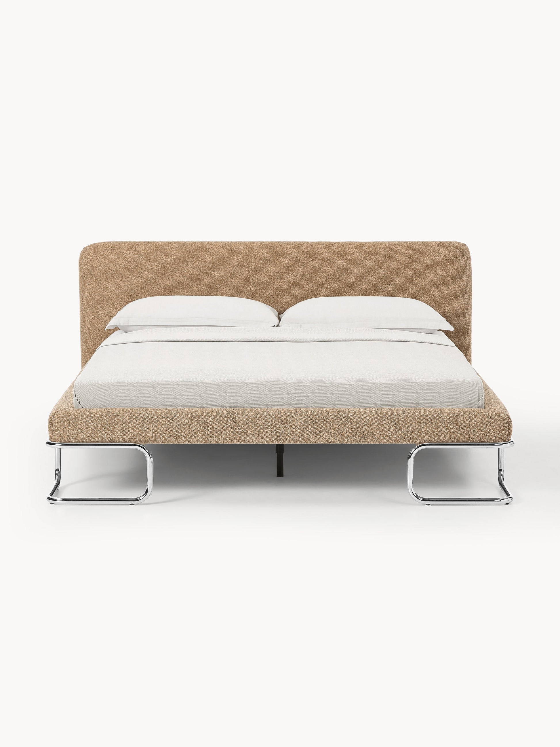 Lux Olina Bouclé Bed on Metal Legs, Upholstered