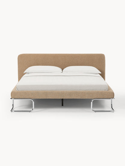 Lux Olina Bouclé Bed on Metal Legs, Upholstered