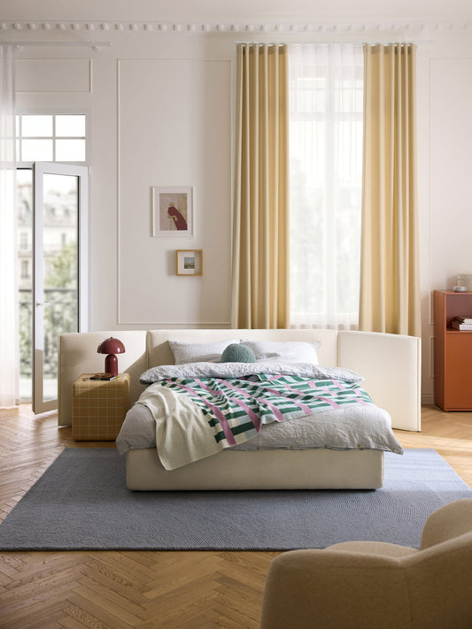 Lux Otis Folding-Headboard Bed, Upholstered