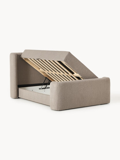 Lux Perla Box Spring Bed with Storage, in Bouclé