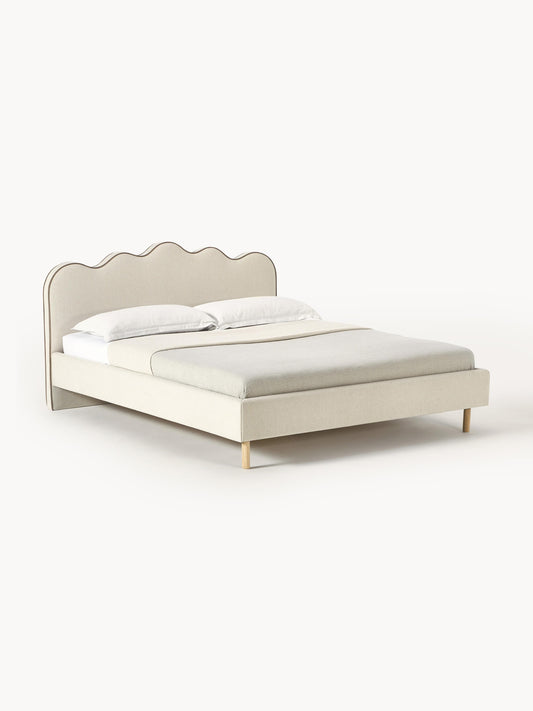 Lux Romy Wavy-Headboard Bed, Upholstered