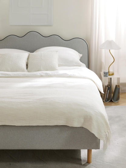 Lux Romy Wavy-Headboard Bed, Upholstered
