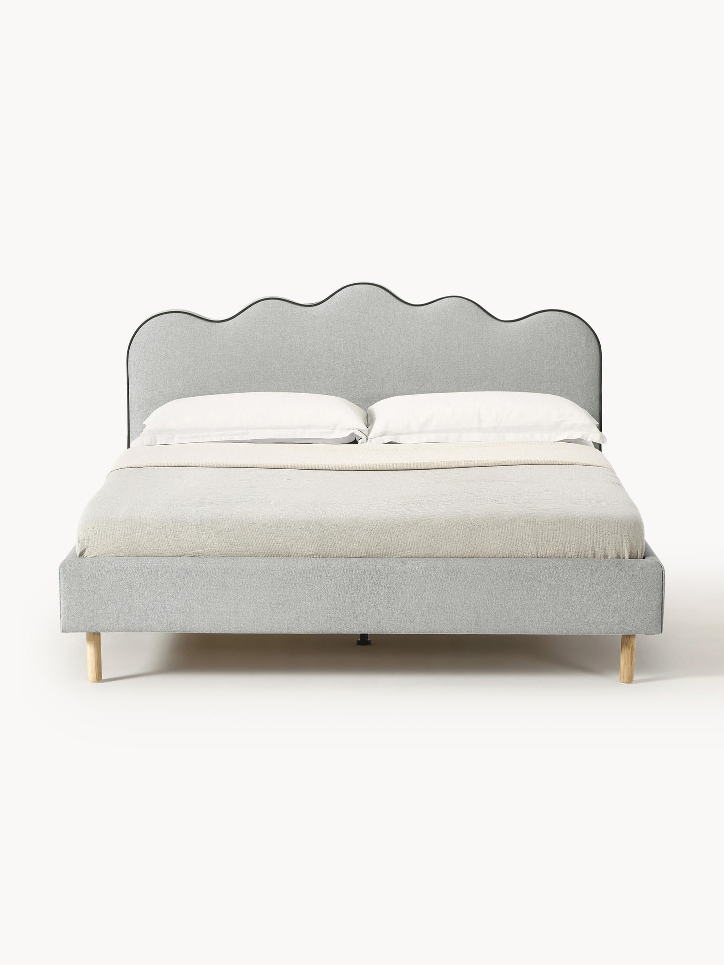 Lux Romy Wavy-Headboard Bed, Upholstered