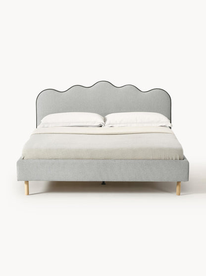 Lux Romy Wavy-Headboard Bed, Upholstered