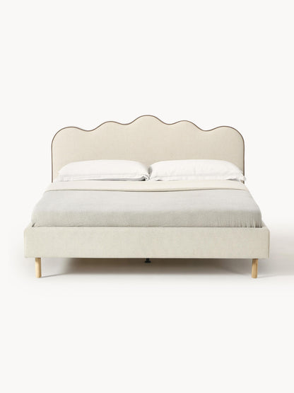 Lux Romy Wavy-Headboard Bed, Upholstered