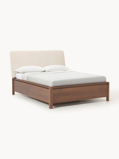 Lux Santiago Timber Bed with Upholstered Headboard and Drawers
