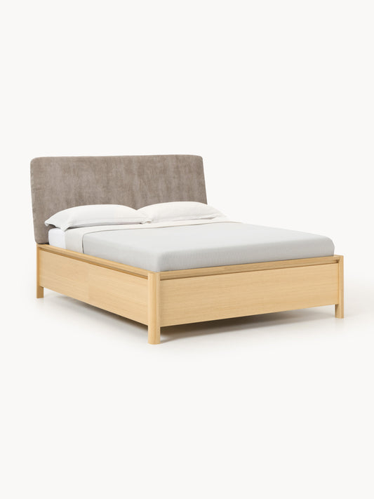 Lux Santiago Timber Bed with Upholstered Headboard and Drawers
