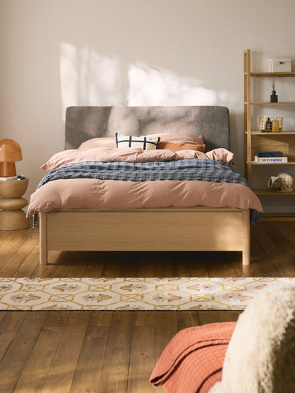 Lux Santiago Timber Bed with Upholstered Headboard and Drawers