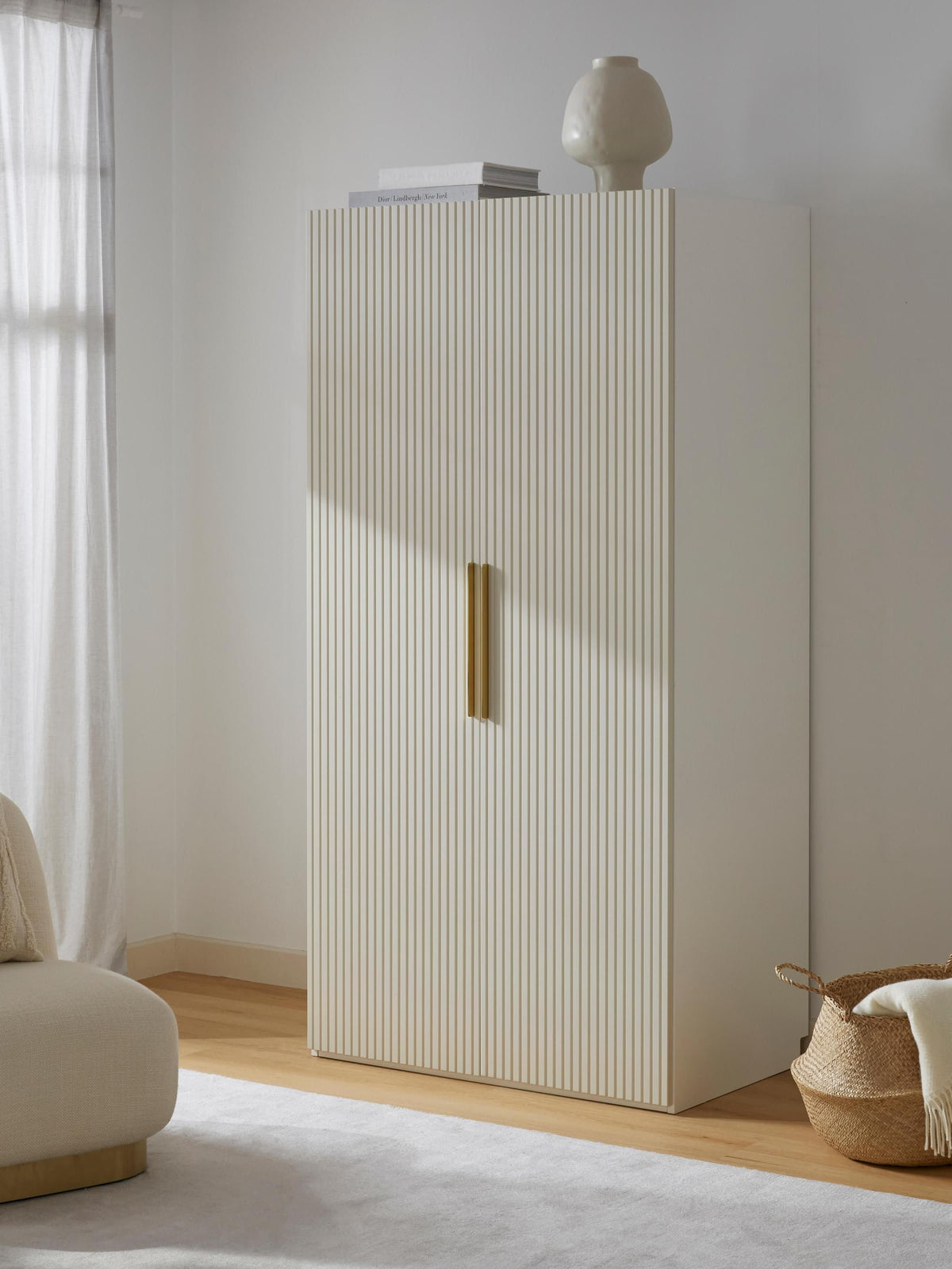 Lux Simone Modular Hinged-Door Wardrobe in Various Sizes, 100 cm Wide