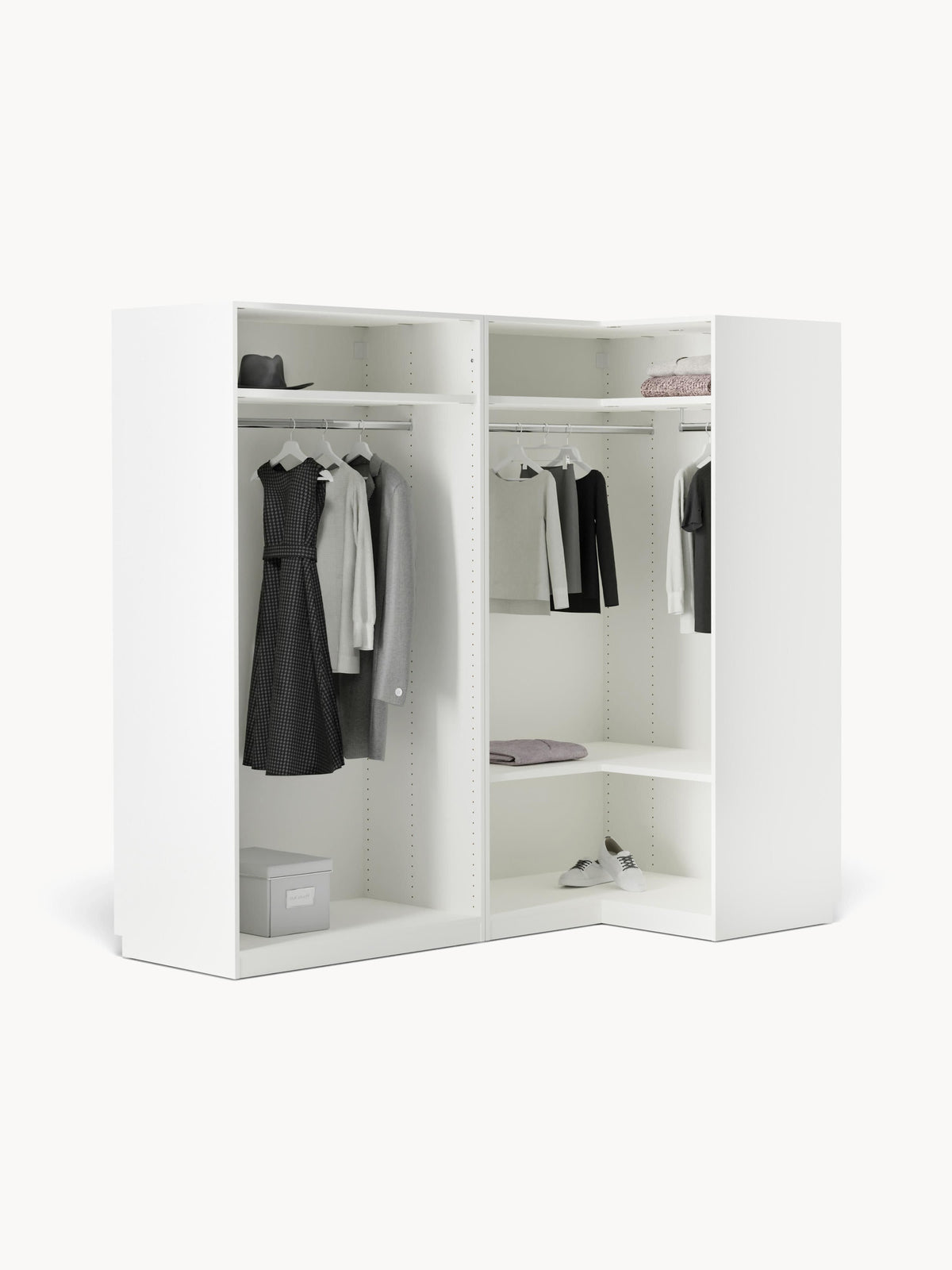 Lux Simone Modular Wardrobe for Corners, in Various Sizes, 215 cm Wide