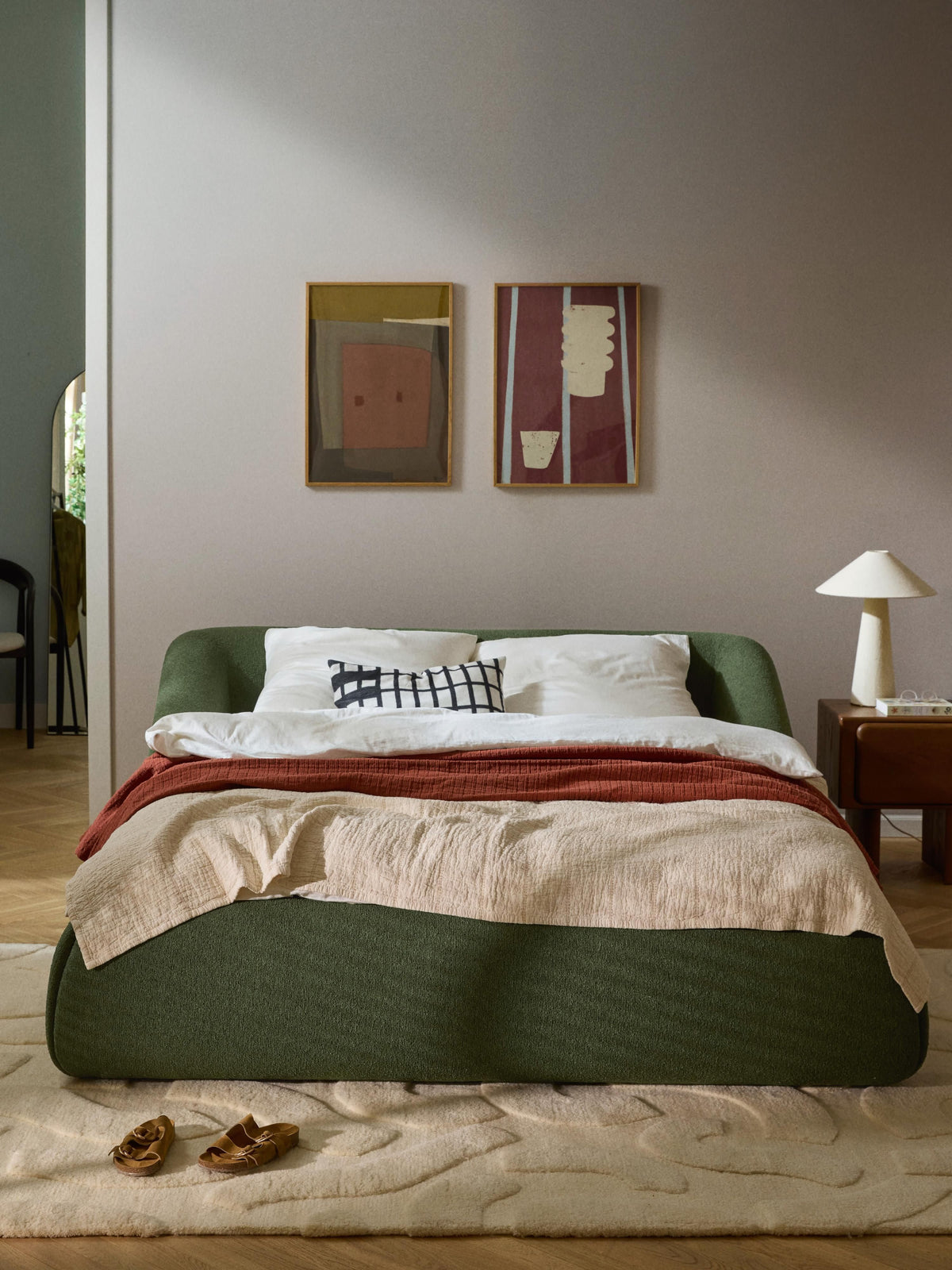 Lux Sofia Bouclé Bed, Upholstered