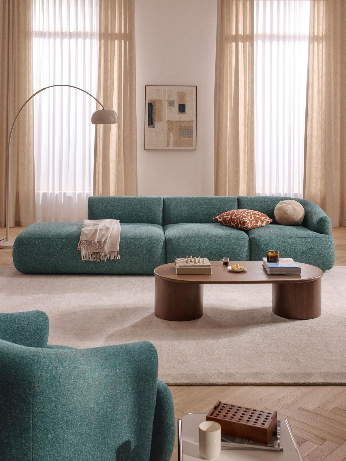 Lux Sofia Modular Chaise Longue in Bouclé (2-Seater)