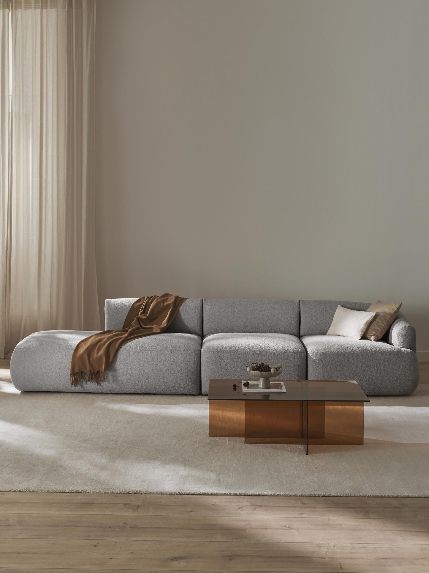 Lux Sofia Modular Chaise Longue in Bouclé (2-Seater)
