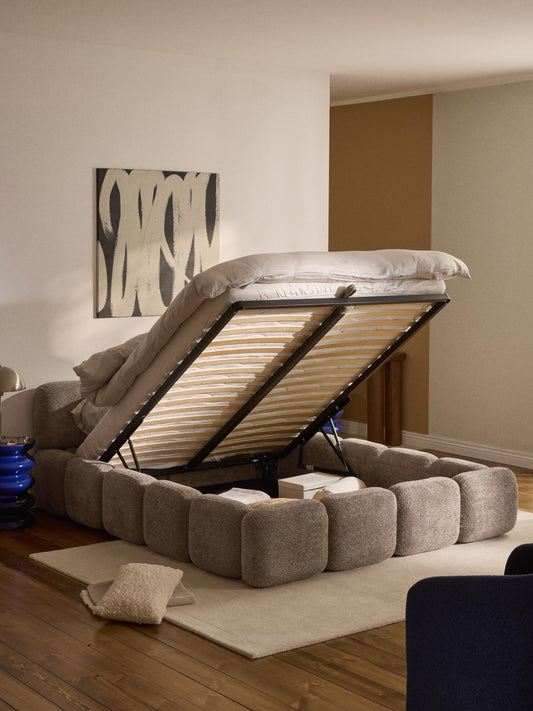 Lux Tayla Teddy Bouclé Bed with Storage, Upholstered
